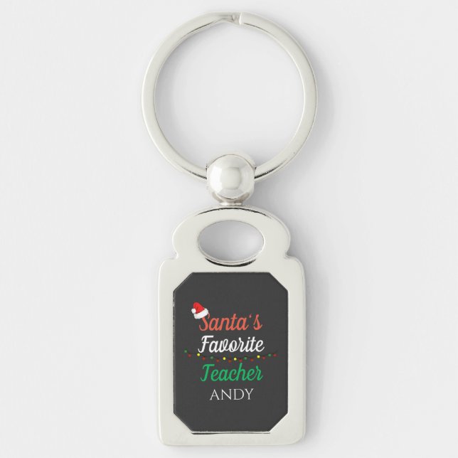 Santa Favourite Teacher Merry Christmas Teacher Keychain (Front)