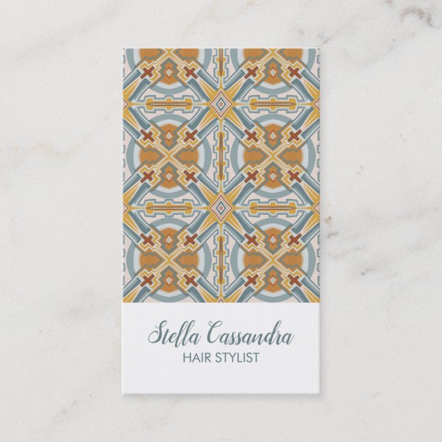 Santa Fe Geometric Tile Pattern Business Card (Front)
