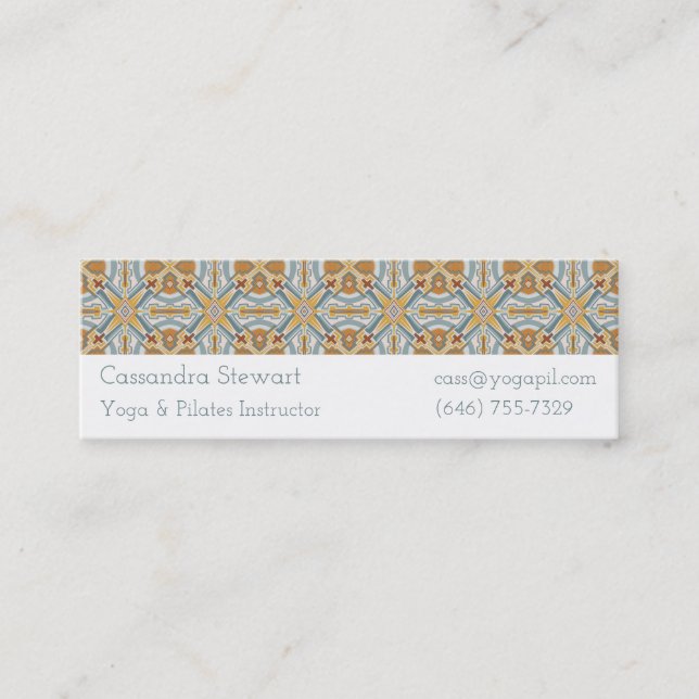 Santa Fe Geometric Tile Pattern Mini Business Card (Front)