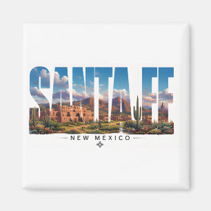 Santa Fe New Mexico Adobe Mountain Travel Magnet