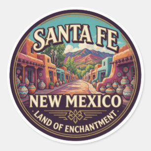 Santa Fe New Mexico Capital Southwestern Classic Round Sticker