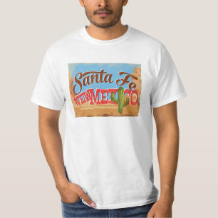 Santa Fe New Mexico Cartoon Desert Vintage Travel T-Shirt