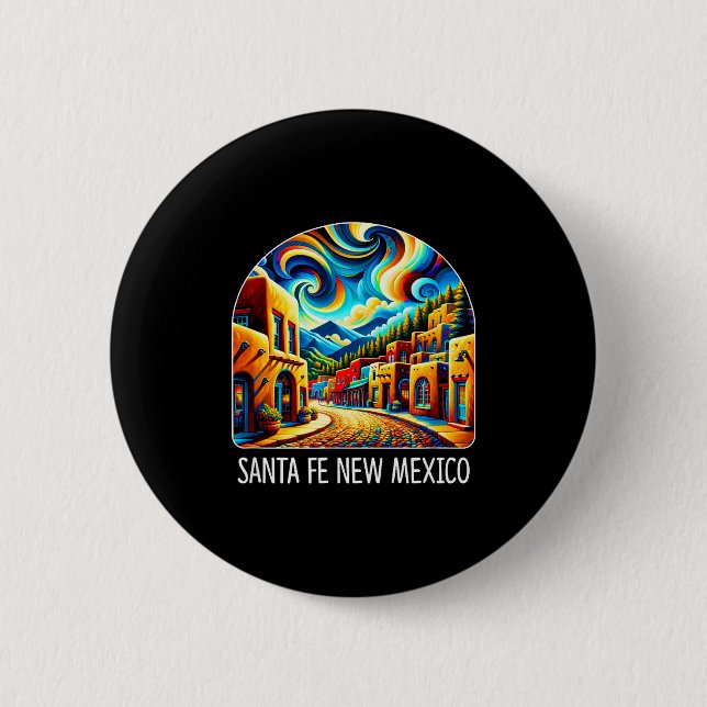 Santa Fe New Mexico - Expressionism Art -  2 Inch Round Button (Front)