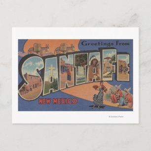 Santa Fe, New Mexico - Large Letter Scenes Postcard