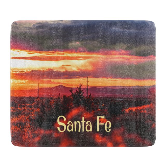 Santa Fe New Mexico Sun Set Cutting Board (Front)