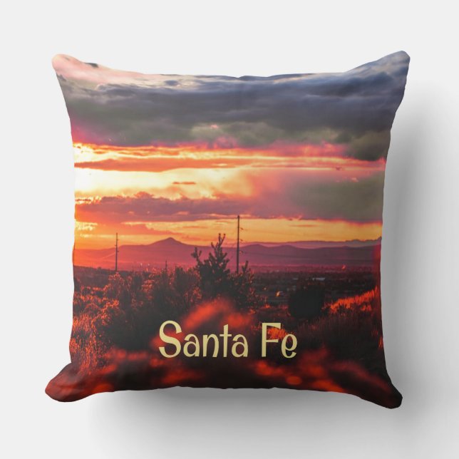Santa Fe New Mexico Sun Set Throw Pillow (Front)