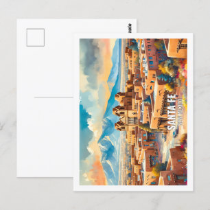 Santa Fe New Mexico USA Famous Place watercolor Postcard