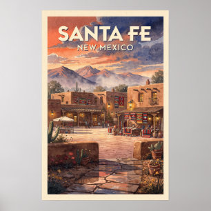 Santa Fe New Mexico Vintage Travel Poster