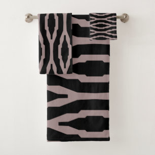 Santa Fe Pink & Black Geometric Modern Pattern Bath Towel Set