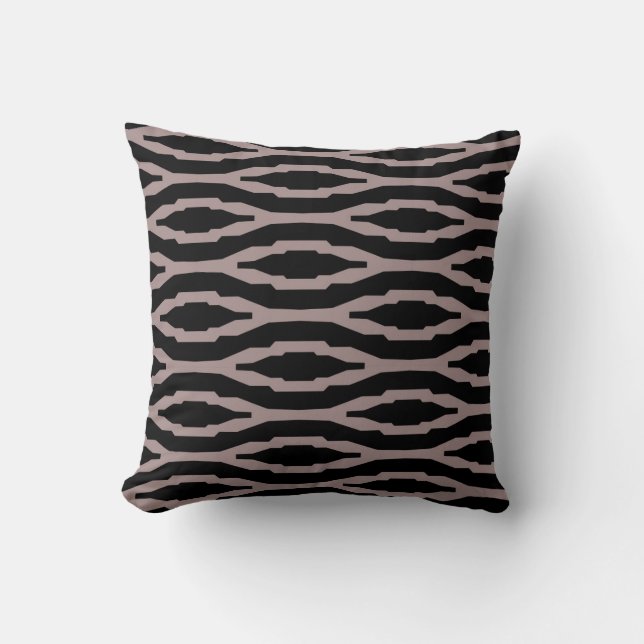 Santa Fe Pink & Black Geometric Modern Pattern Throw Pillow (Front)