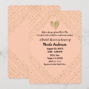 Santa Fe Pink & Gold Glitter Glam Bridal Shower Invitation