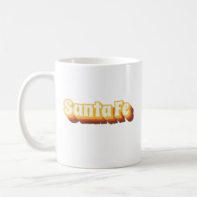 Santa Fe Retro Vintage Text Coffee Mug (Left)
