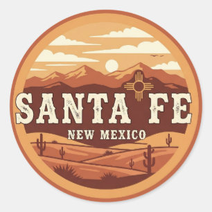 Santa Fe Skyline New Mexico Travel Classic Round Sticker
