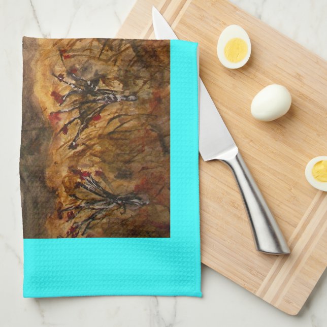 santa fe snow art kitchen towel (Quarter Fold)