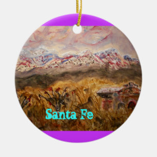 santa fe snow ceramic ornament