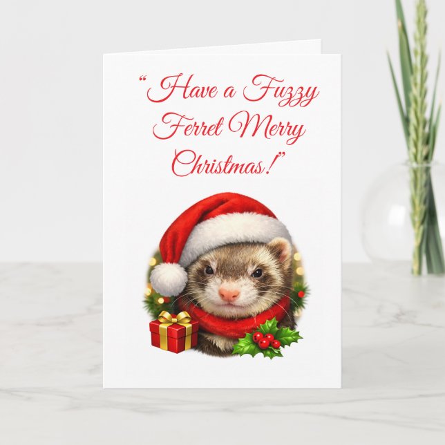 Santa Ferret Christmas Card (Front)