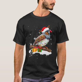 Santa Finch Bird Animal Christmas Lights Lover Chr T-Shirt