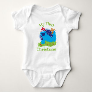 Santa First Christmas Cookie Monster Baby Bodysuit