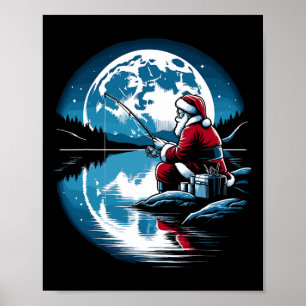 Santa Fishing Christmas Xmas Fisherman Fisher Fish Poster