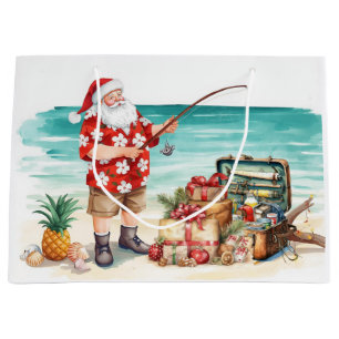 Santa Fishing in Hawaii Shirt Christmas Gift Bag