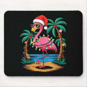 Santa Flamingo Christmas Lights Trocal Palms Tree Mouse Pad