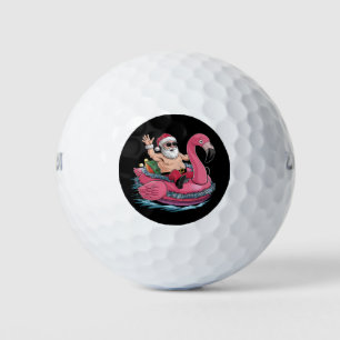 Santa Flamingo Floatie Christmas In July Summer Golf Balls