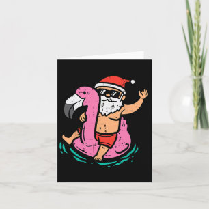 Santa Flamingo Floatie Funny Christmas In July Sum Card