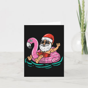 Santa Flamingo Floatie Funny Xmas In July Summer C Card