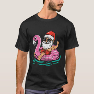Santa Flamingo Floatie Funny Xmas In July Summer C T-Shirt
