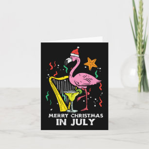 Santa Flamingo Harp Merry Christmas In July Cute S Card