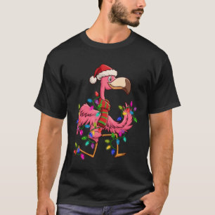 Santa Flamingo Lighting FA La Funny Dance Christma T-Shirt