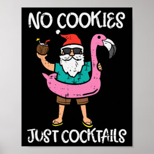 Santa Flamingo No Cookies Just Tails Christmas In Poster