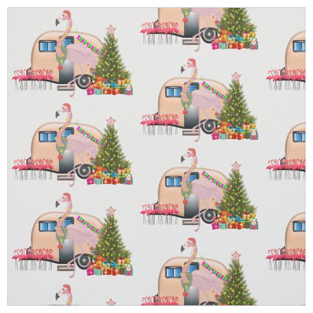 santa flamingo trailer fabric (Swatch)