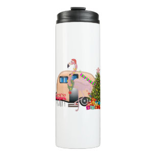 santa flamingo trailer thermal tumbler