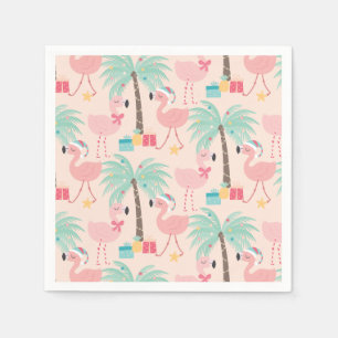 Santa Flamingo's - Fun Pink Tropical Christmas Napkin