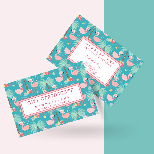 Santa Flamingo's - Teal Christmas Gift Certificate (Creator Uploaded)