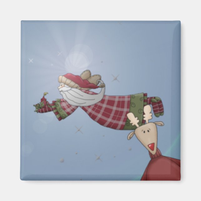 Santa Flies Magnet (Front)