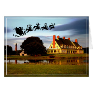 Santa Flies Over The Whalehead Club And  Lighth