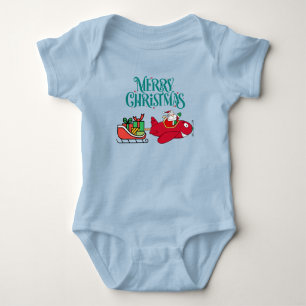 Santa Flying Airplane, Sleigh & presents,Christmas Baby Bodysuit