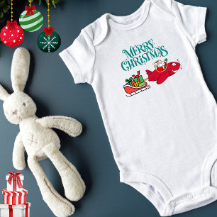 Santa Flying Airplane, Sleigh & presents,Christmas Baby Bodysuit