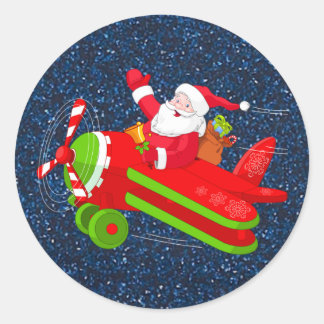 Santa Flying Airplane Stickers
