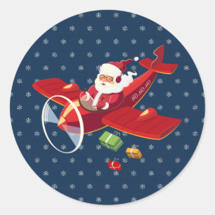 Santa Flying Airplane Stickers