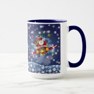 Santa Flying Antique Airplane Mug