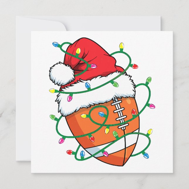 Santa Football Sports Ball Men Boys Christmas Xmas Invitation (Front)