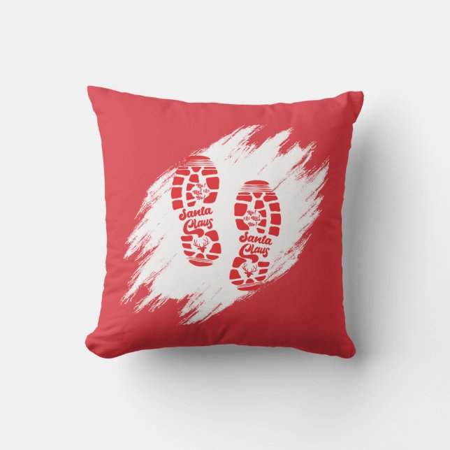 Santa Footprint Throw Pillow (Front)