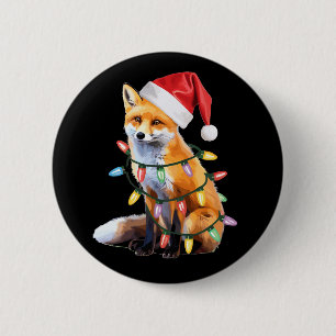 Santa Fox Christmas Light Fox Lover Christmas Gift 2 Inch Round Button