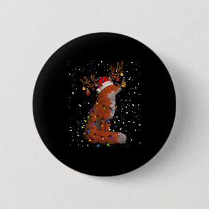 Santa Fox Tangled Up In Christmas Tree Lights Foxe 2 Inch Round Button