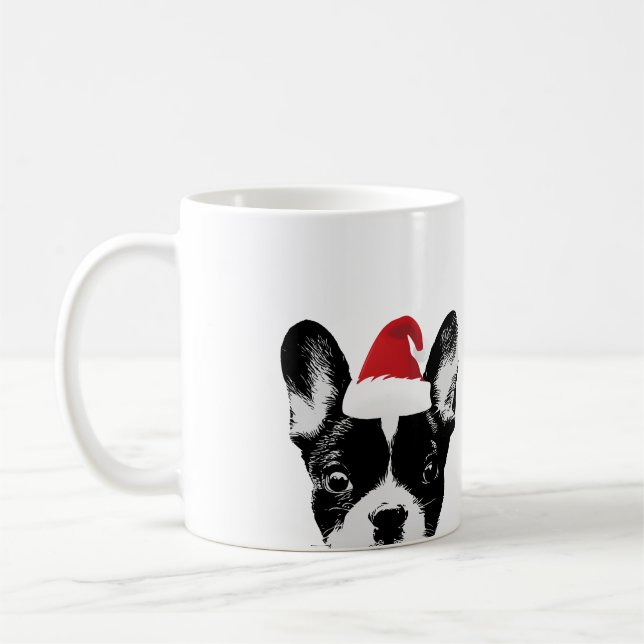 Santa French Bulldog Christmas Coffee Mug (Left)