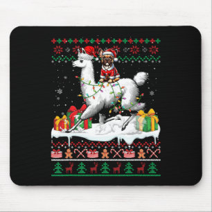 Santa French Bulldog Riding Llama Christmas Sweate Mouse Pad