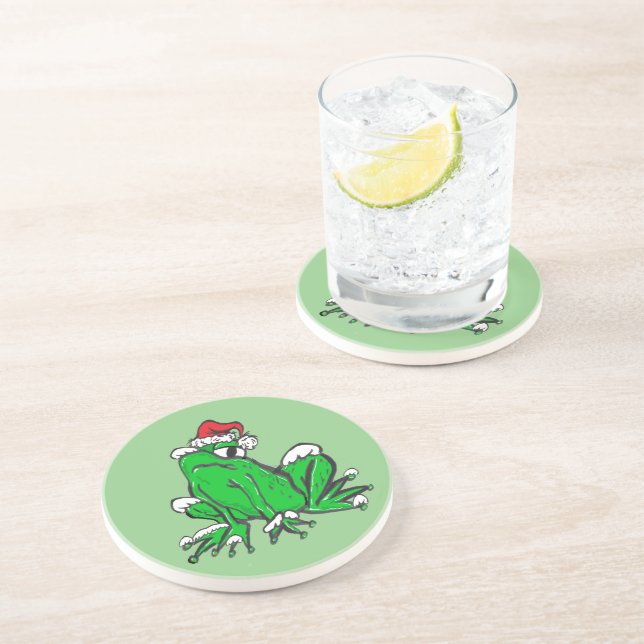 Santa Frog Cartoon Cust. BC Coaster (Side)